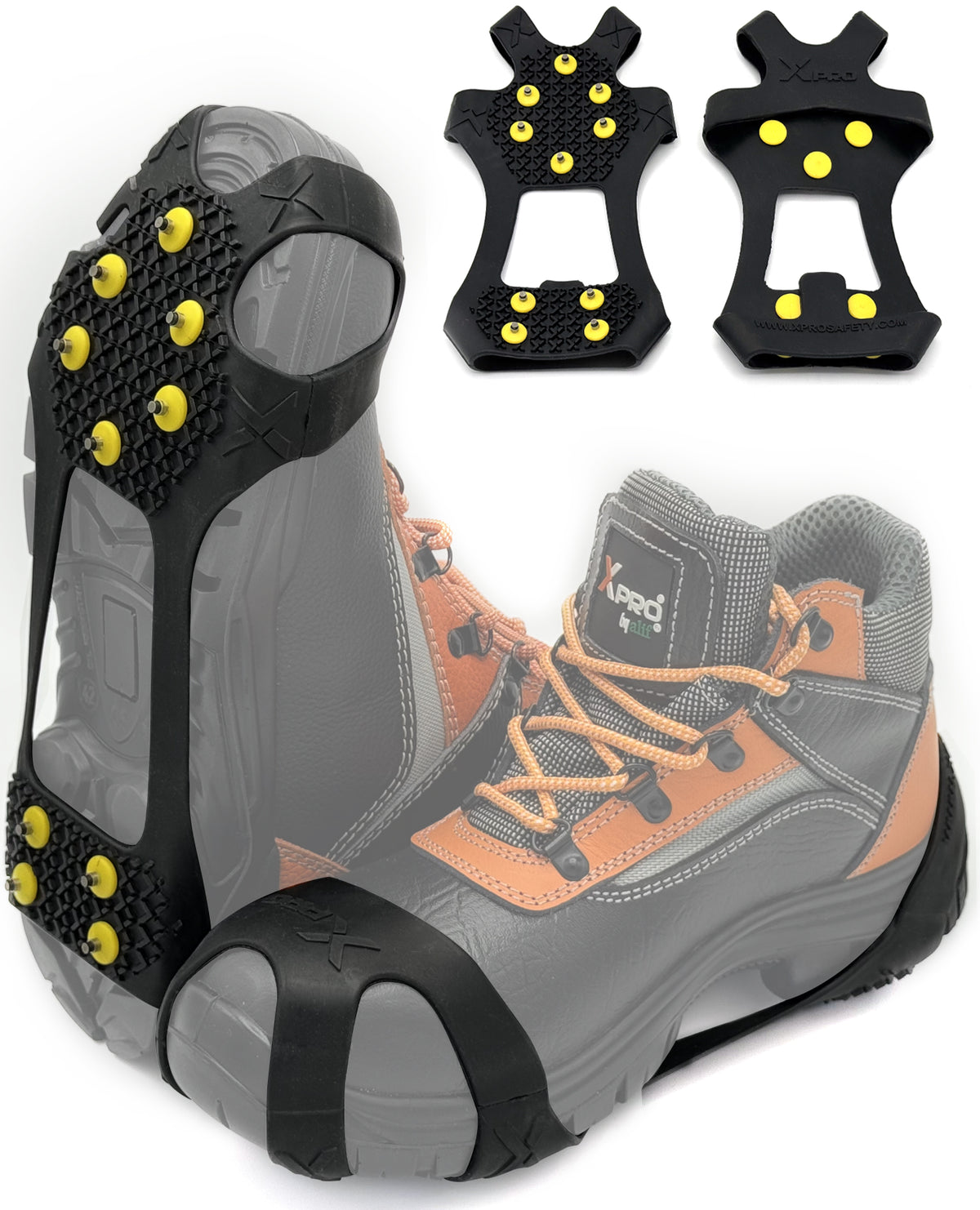 Xpro Full Sole Grip - Superior Ice Traction for Boots and Shoes, Durable Winter Cleats for Walking and Work